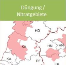 Die Kulisse der Nitratgebiete für Baden-Württemberg nach § 13 DüV (Rote Gebiete) steht als Karte zur Verfügung. 